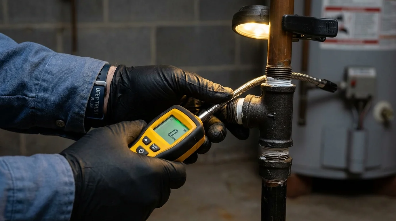 Gas leak detection with electronic sniffer by Johns Plumbing LLC in Peachtree City