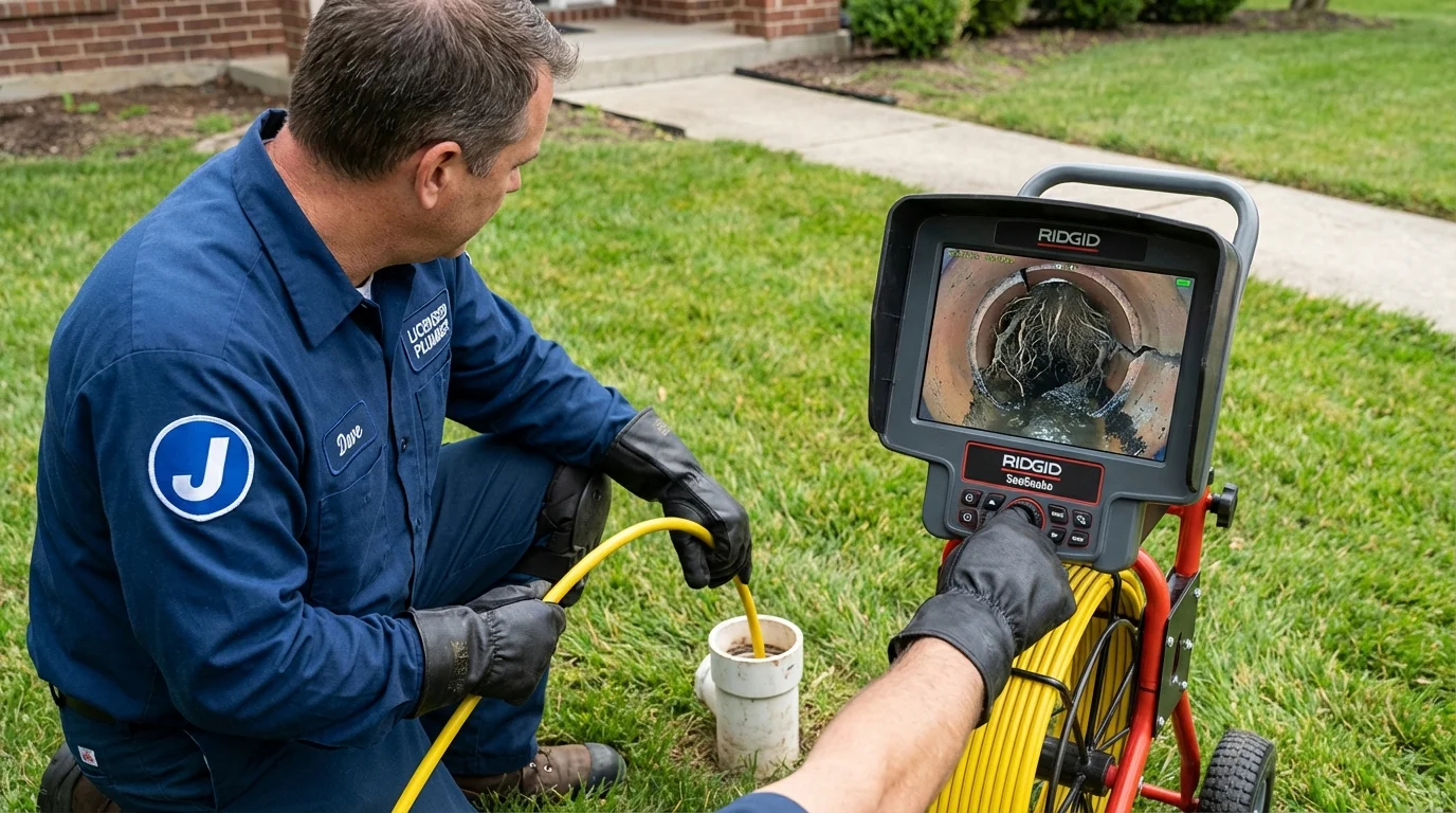 Sewer camera inspection being performed by Johns Plumbing LLC in Peachtree City